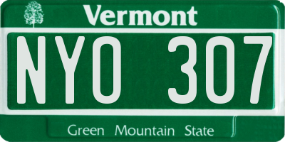 VT license plate NYO307