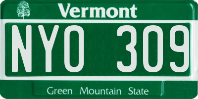 VT license plate NYO309