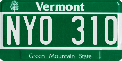 VT license plate NYO310
