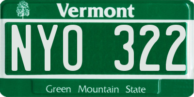 VT license plate NYO322