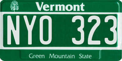VT license plate NYO323