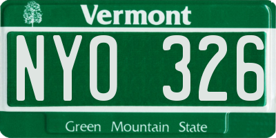 VT license plate NYO326