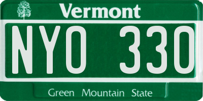 VT license plate NYO330