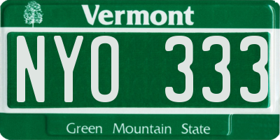 VT license plate NYO333