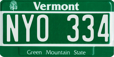 VT license plate NYO334