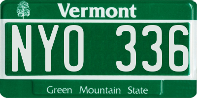 VT license plate NYO336