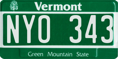 VT license plate NYO343