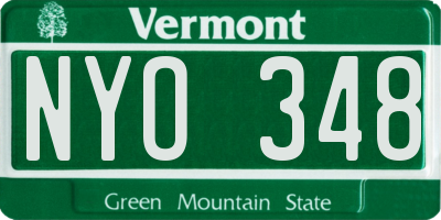 VT license plate NYO348