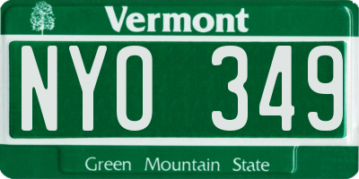 VT license plate NYO349