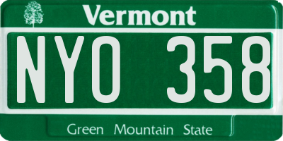VT license plate NYO358
