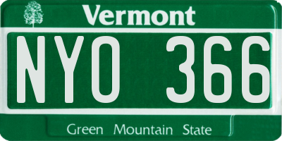 VT license plate NYO366