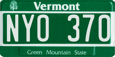 VT license plate NYO370