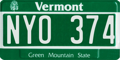 VT license plate NYO374