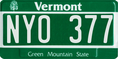 VT license plate NYO377
