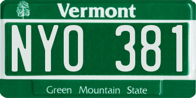 VT license plate NYO381