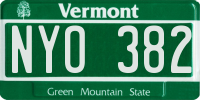 VT license plate NYO382