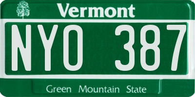 VT license plate NYO387
