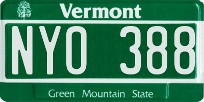 VT license plate NYO388