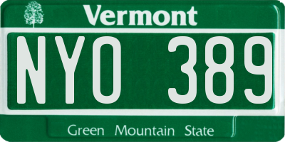 VT license plate NYO389