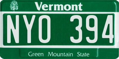VT license plate NYO394