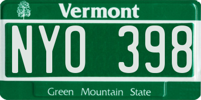 VT license plate NYO398