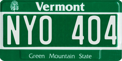 VT license plate NYO404