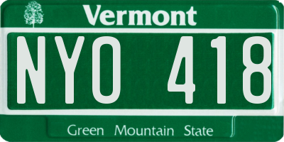 VT license plate NYO418
