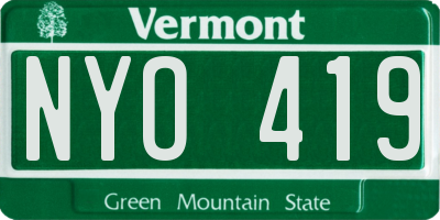 VT license plate NYO419