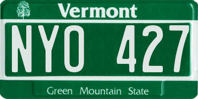VT license plate NYO427