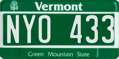 VT license plate NYO433