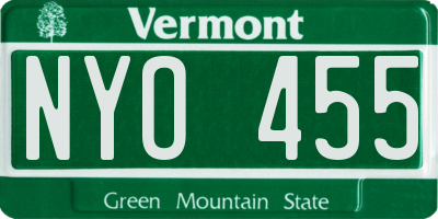 VT license plate NYO455
