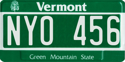 VT license plate NYO456