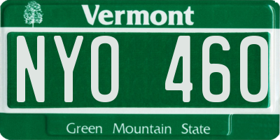 VT license plate NYO460