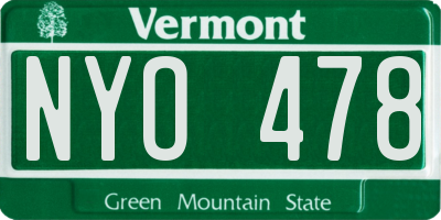 VT license plate NYO478