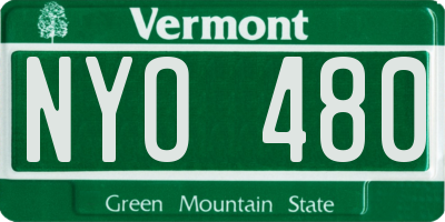 VT license plate NYO480