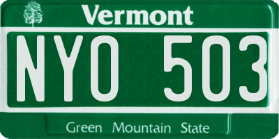 VT license plate NYO503