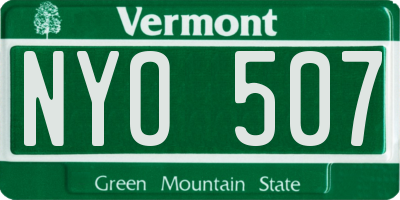 VT license plate NYO507