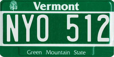VT license plate NYO512