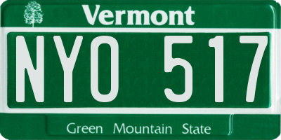 VT license plate NYO517