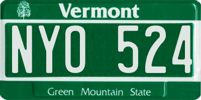 VT license plate NYO524