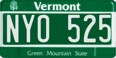 VT license plate NYO525