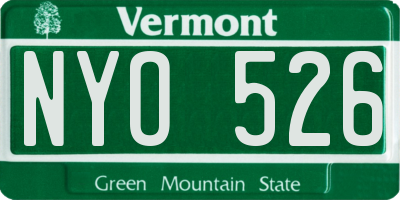 VT license plate NYO526