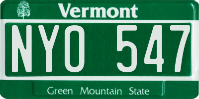 VT license plate NYO547