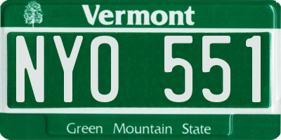 VT license plate NYO551