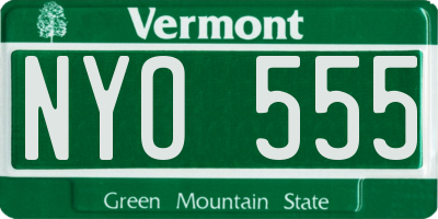 VT license plate NYO555