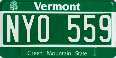 VT license plate NYO559