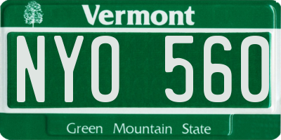 VT license plate NYO560