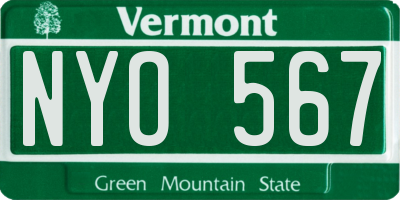 VT license plate NYO567