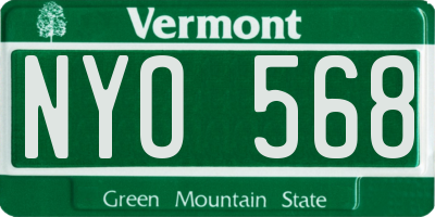 VT license plate NYO568