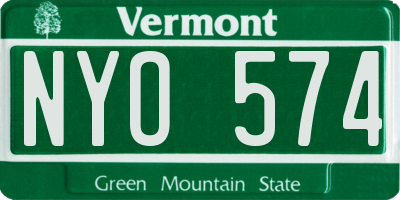 VT license plate NYO574